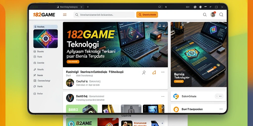 Tampilan antarmuka aplikasi 182GAME dengan berita teknologi terbaru.
