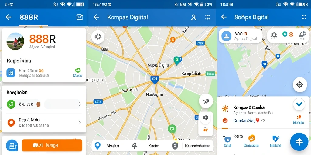 Tampilan utama 888R dengan fungsionalitas kompas digital.