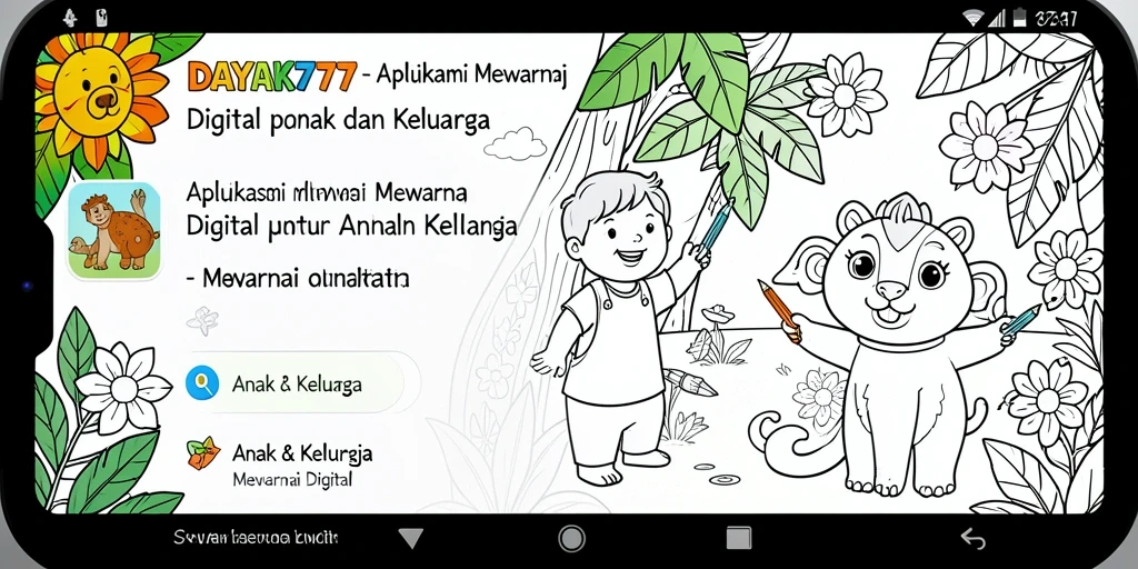 Antarmuka DAYAK777 yang menarik untuk mewarnai digital.