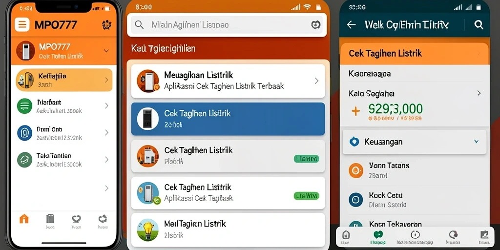 Tampilan antarmuka MPO777 yang sederhana dan informatif untuk cek tagihan listrik.