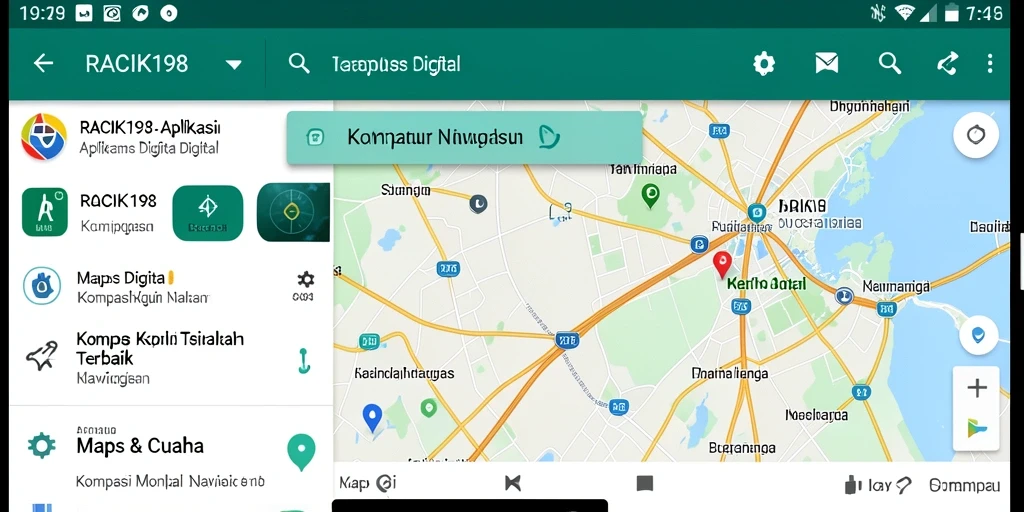 Antarmuka aplikasi Kompas Digital dengan fitur modern