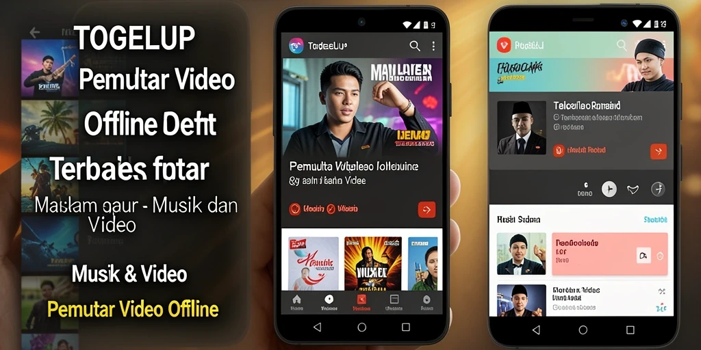 Tampilan antarmuka TOGELUP dengan fitur Pemutar Video Offline yang lengkap.