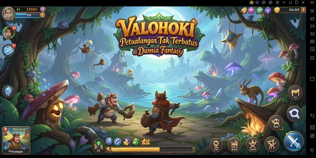 Tampilan antarmuka <strong>VALOHOKI</strong> yang menakjubkan saat menjelajahi dunia Petualangan.